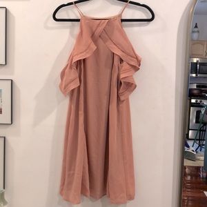 Blush flowy knee length dress- shoulder detail